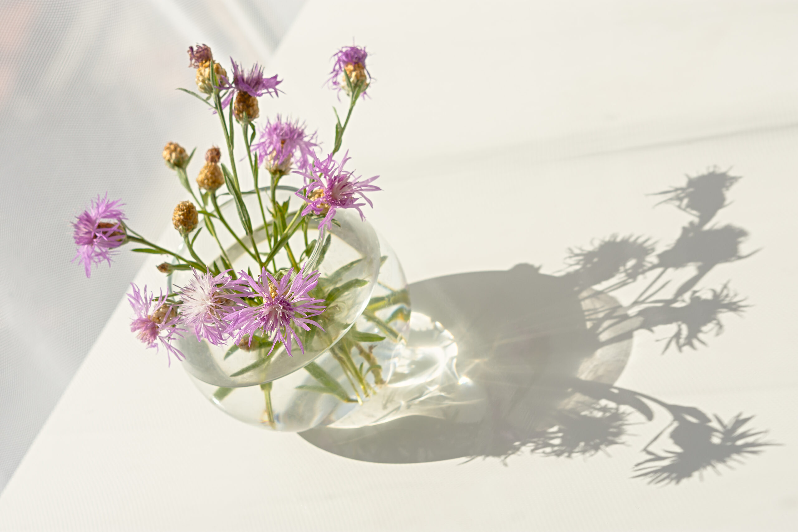 Summer wildflowers glass vase.